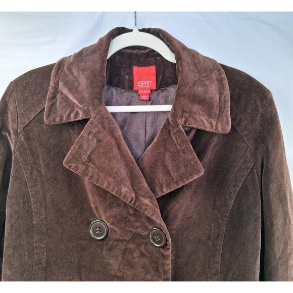 Vintage Esprit  Women's Velvet Brown Double Breasted Blazer Fully Lined Size L - Picture 3 of 12